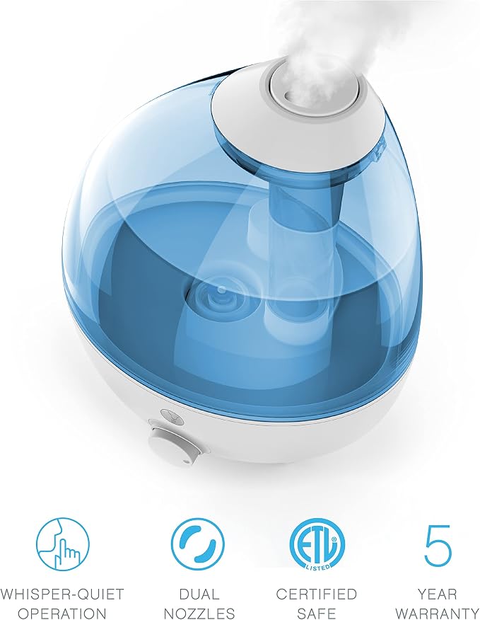 Pure Enrichment MistAire XL Ultrasonic Cool Mist Humidifier - All Day Operation for Large Rooms, 1 Gallon Tank, Variable Mist Control, Automatic Shut-Off, Whisper Quiet, and Optional Night Light