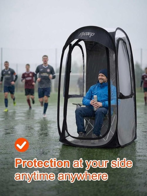 Flycoop Sports Tent - Portable Pop-Up Shelter for 1 Person | 37" L x 37" W x 63" H Winter Camping Pod