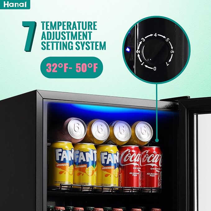 Mini Fridge Cooler 60 Can Beverage Refrigerator Black Mini Beer Fridge Glass Door for Wine Soda Juice Small Drink Cooler Machine Clear Front Removable for Home Office Bar Freestanding