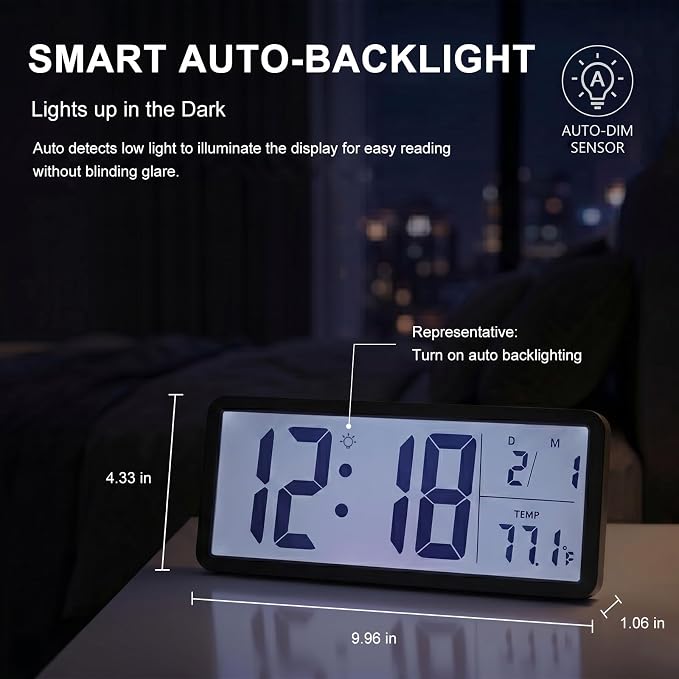 JoFomp 10.5" Large Digital Wall Clock Battery Operated