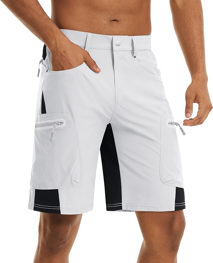 TACVASEN Men's Hiking Cargo Shorts 10" with Zipper Pockets Quick Dry Casual Stretch Golf Work Short Outdoor Summer