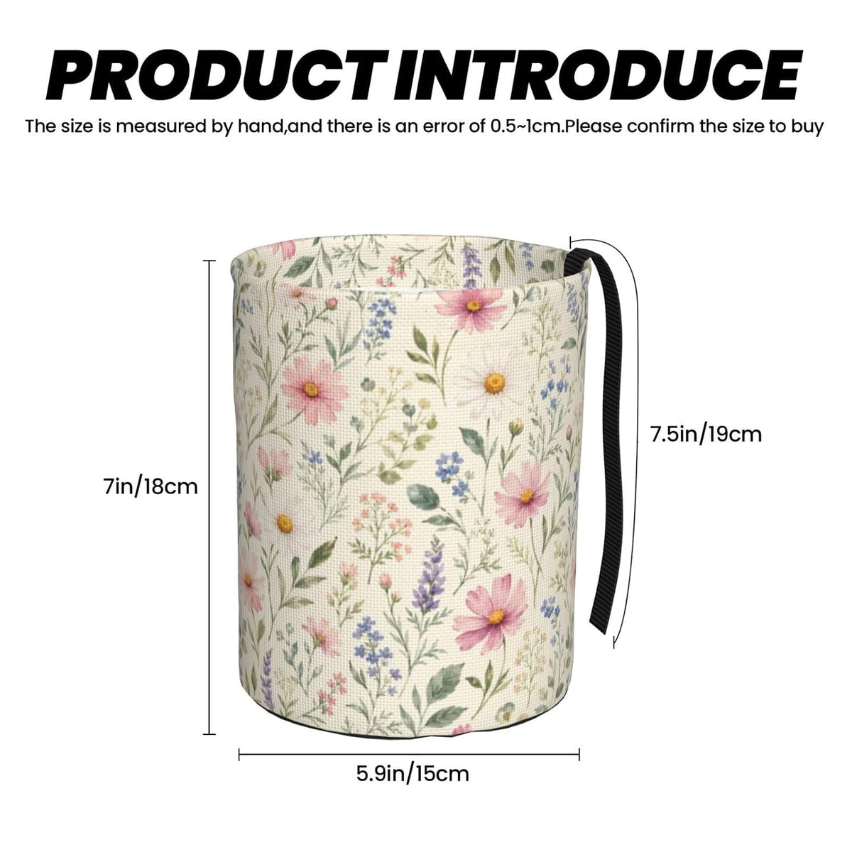 Watercolor Daisy Floral Car Trash Can,Waterproof Hanging Car Garbage Bag for Headrest & Console,Adjustable Collapsible Vehicle Waste Basket with Magic Tape,Car Decor Travelling,Camping,Outdoor