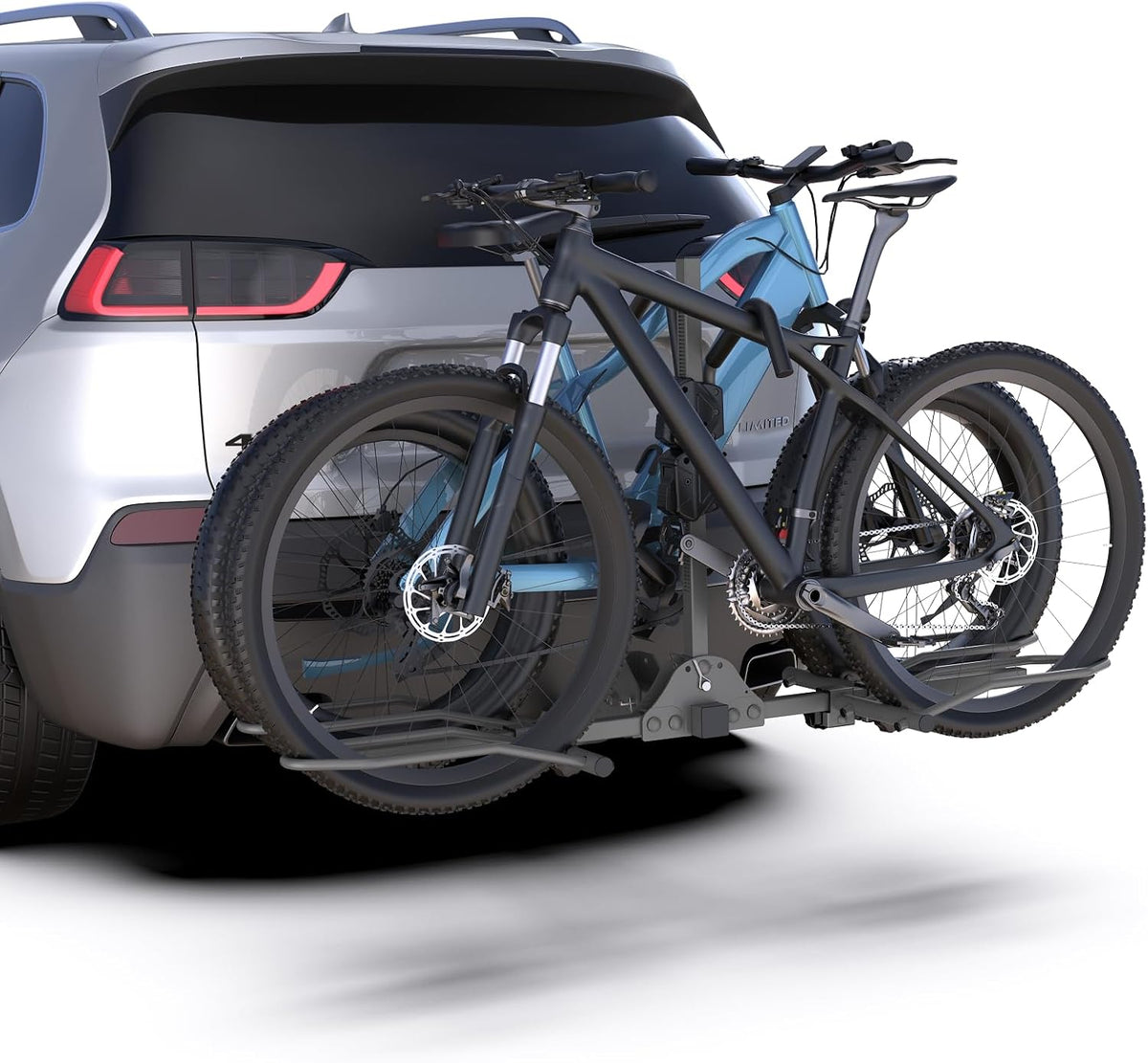 2-Bike Rack Hitch for Car, 160 Lbs Hitch Mount Platform Style Bicycle Carrier, Smart Tilting & Easy Fold for Car SUV Truck RV with 2”Receiver, Bike Rack Fits Up to 5-Inch Fat Tire E-Bikes