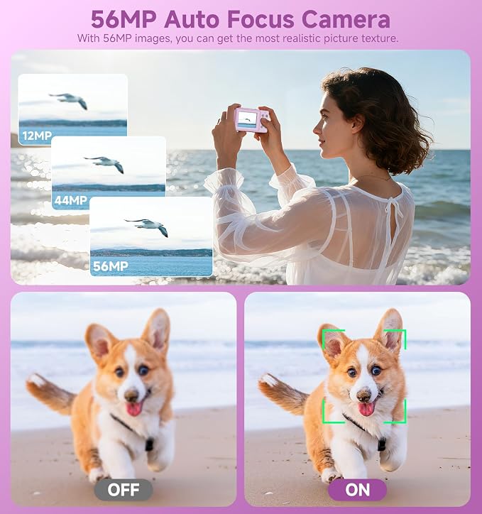 Compact Camera, 56MP Dual-Screen Digital Camera