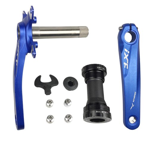 BNVB Bike Crank Arm Set， 170mm 104 BCD Mountain Bike Crank Set with Bottom Bracket Crank and Chainring Bolts for MTB BMX Road Bicyle, Compatible with Shimano, FSA, Gaint (Black/Red/Silver) (Blue)