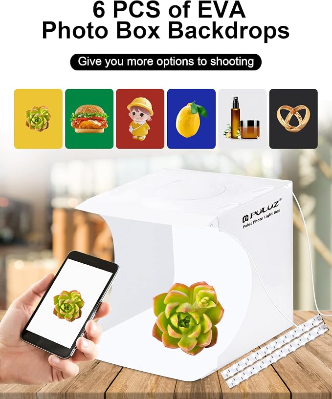 Photo Studio Box with LED Light, PULUZ 20cm Mini Portable Photography Lighting