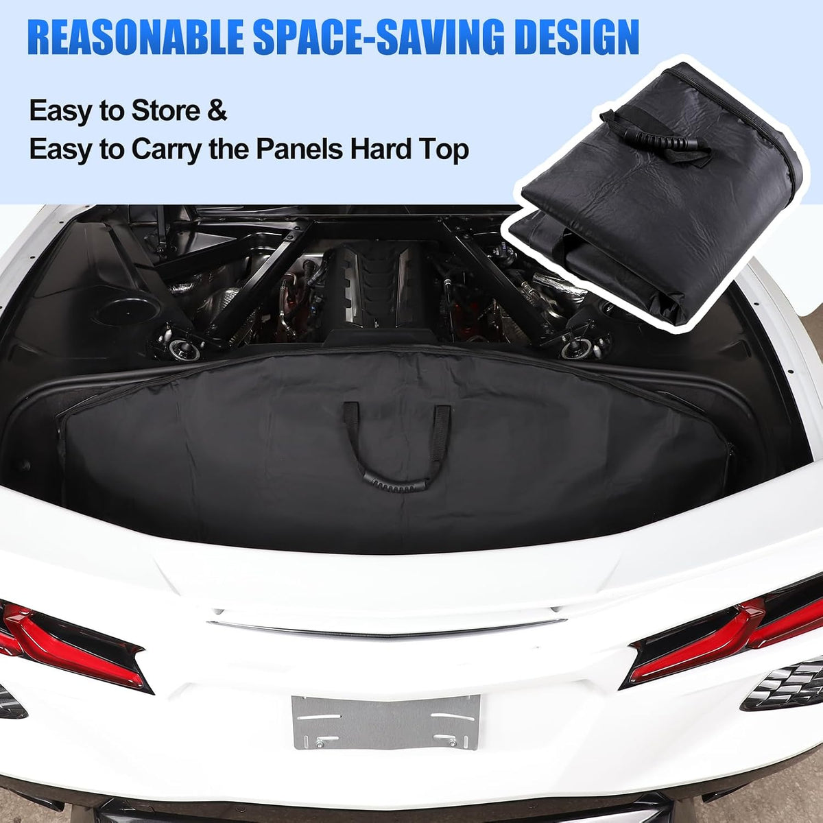 Daeiclru Removable Roof Panel Storage Bag Compatible with Chevrolet Corvette C8 2020-2026, Hard Top Storage Bag with Handle, Car Storage Accessories