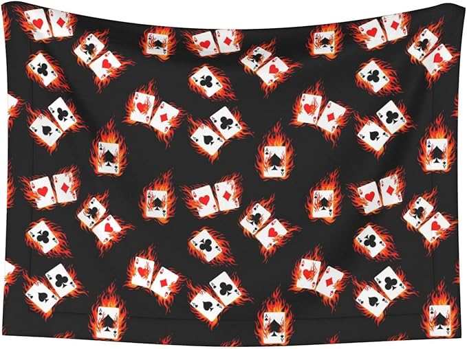 Pet Blanket for Indoor Outdoor Use, Poker Playing Cards, Two Sided Reversible Plush Mat with Bumpy Dot Texture for Patios Crates Portable Bed Companion
