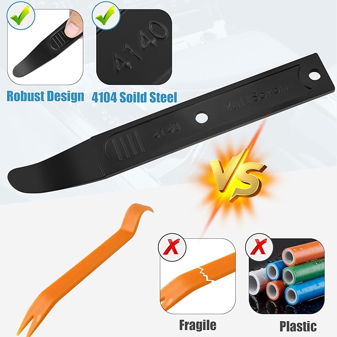 4140 Pry Tool,Pry Bar Trim Removal Tool,Pocket Pry Bar,Automotive Trim Removal Tool Kit,Aircraft Trim Removal Pry Tool,Interior and Exterior Trim Removal Kit for Planes