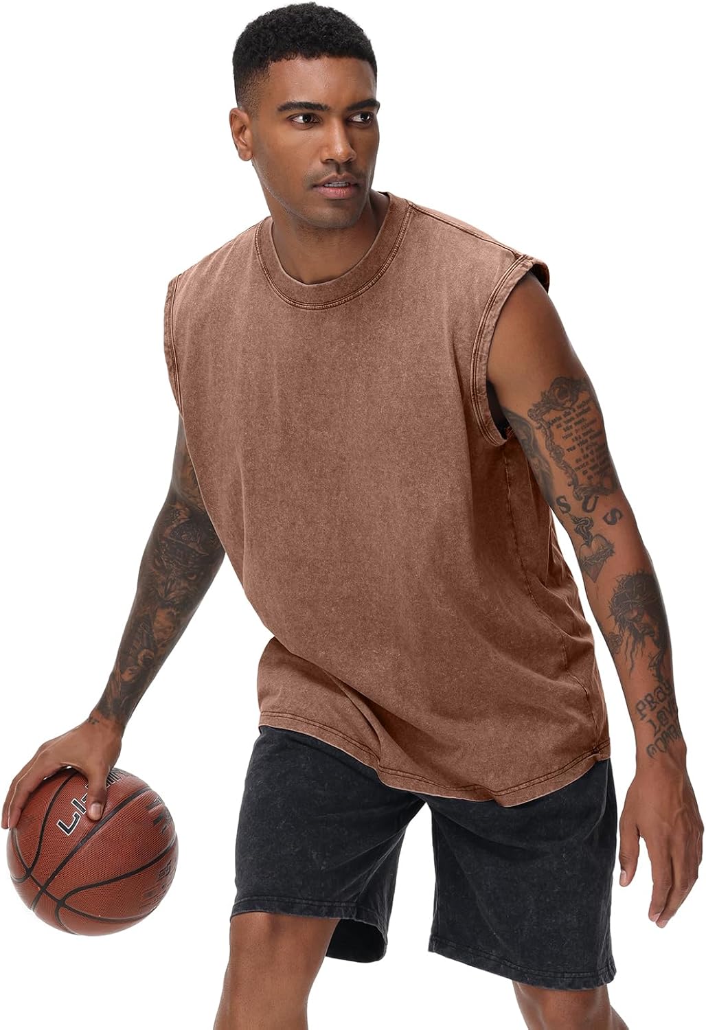 Skiennix Men's Workout Tank Top - Sleeveless Muscle Tee for Gym & Running | Acid Wash Design