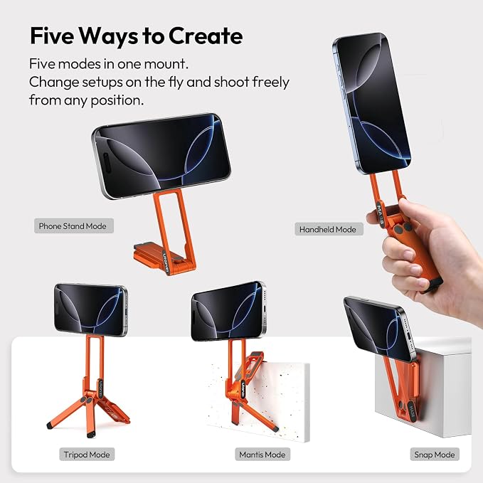 ULANZI Magnetic Phone Tripod for iPhone, MA38 Portable Phone Holder Mini Tripod