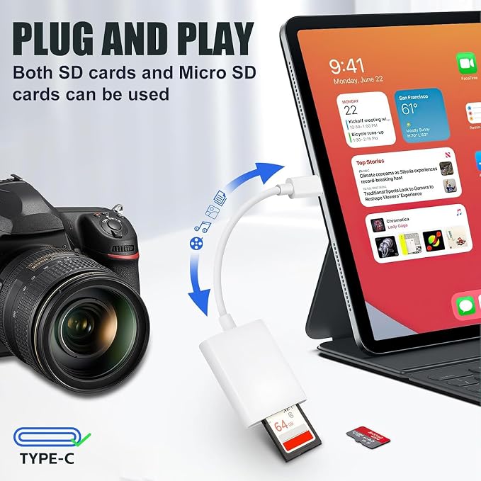 USB C SD Card Reader, Type C SD Card Reader, Supports SD and MicroSD Memory