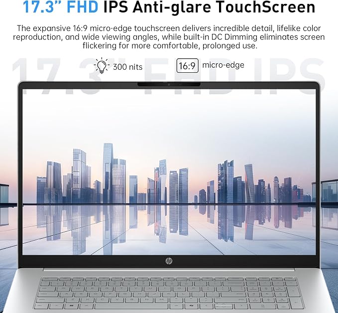 HP OmniBook 17.3” Touchscreen Next Gen AI Laptop, Latest AMD Ryzen 5 CPU | 32GB DDR5 RAM, 1TB SSD, Copilot Key, AMD Radeon 660M Graphics, Backlit Keyboard, Win11 Home, Silver, w/ Wireless Mouse