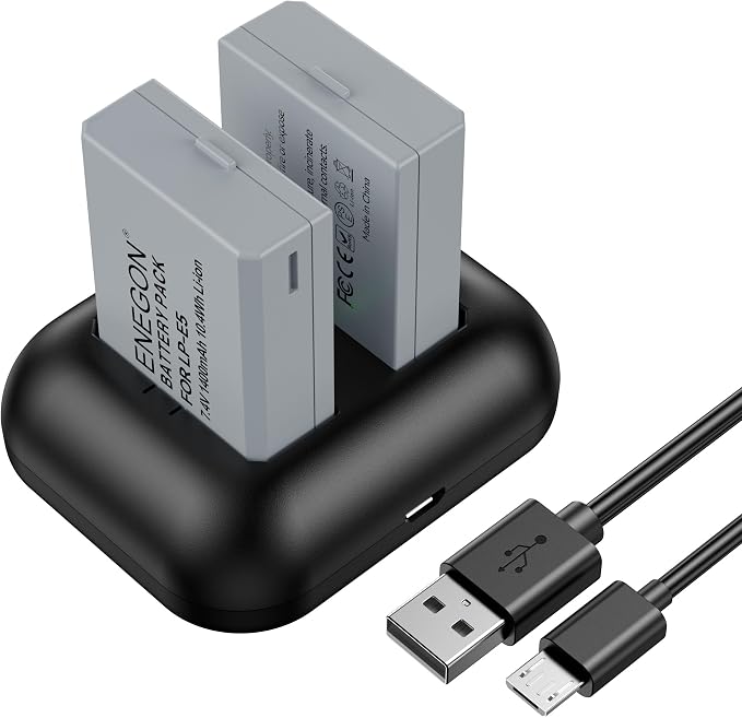 ENEGON LP-E5 Replacement Battery and Rapid Dual Charger