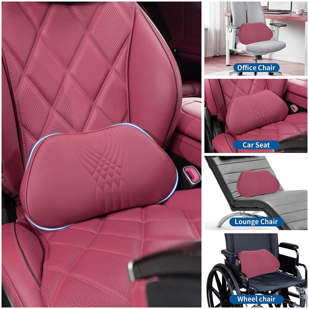 Lumbar Support Pillow for Driving Seat, Office Chair, Red, 1PC