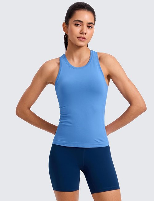 CRZ YOGA Seamless Workout Tank Tops for Women - Breathable Athletic Sleeveless Shirts | Ideal for Running & Gym