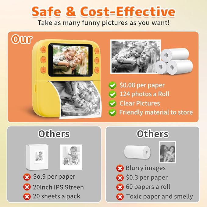 Instant Print Camera for Kids, Christmas Birthday Gifts for Girls Boys