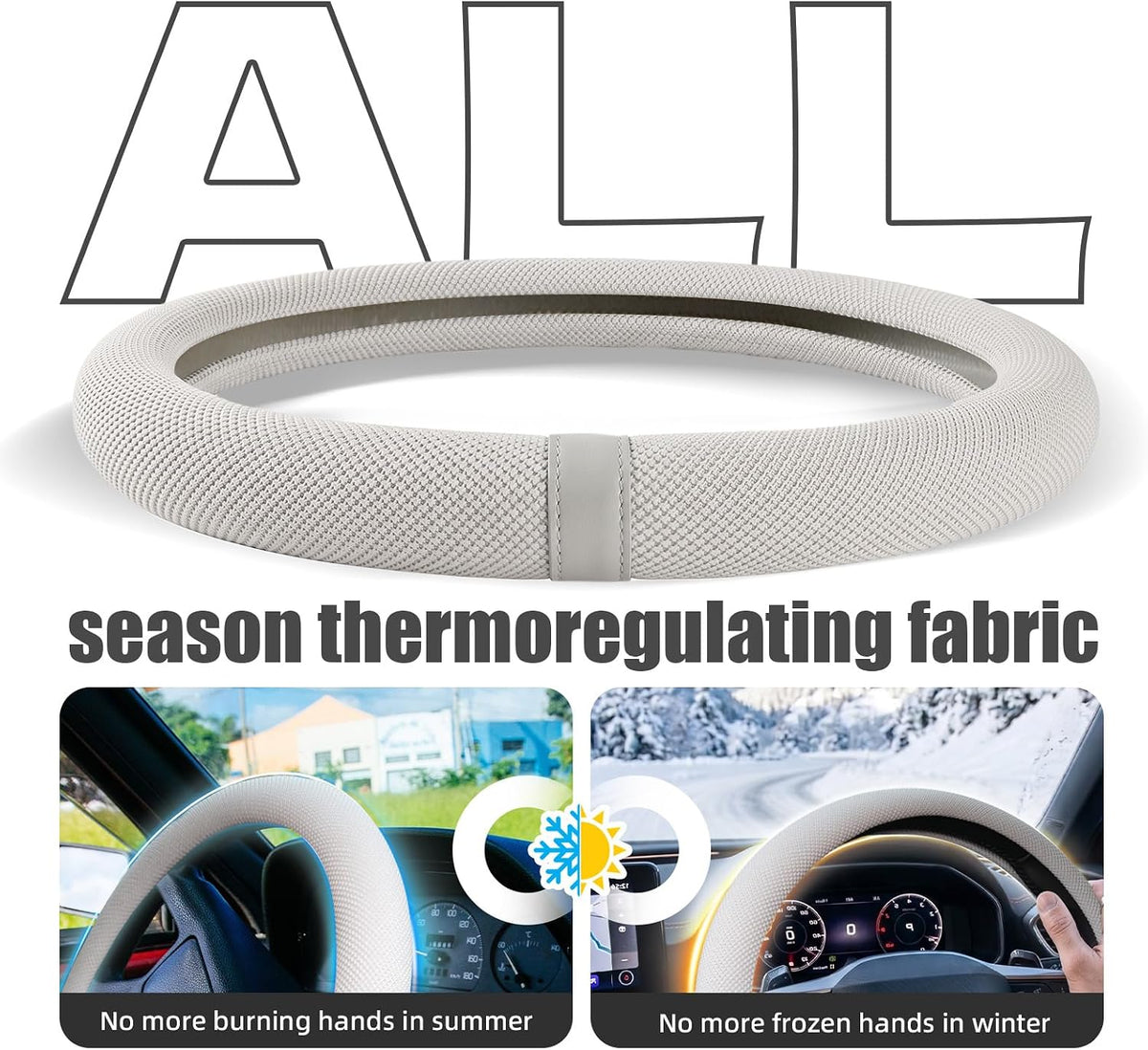 15 Inch Silicone Steering Wheel Cover for Women Thermoregulating All-Season
