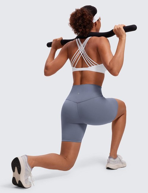 CRZ YOGA Strappy Sports Bra for Women - Wireless Padded Criss Cross Back Yoga Top