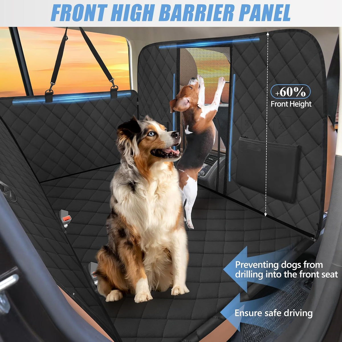 Hard Bottom Dog Car Seat Cover for Back Seat, High Barrier