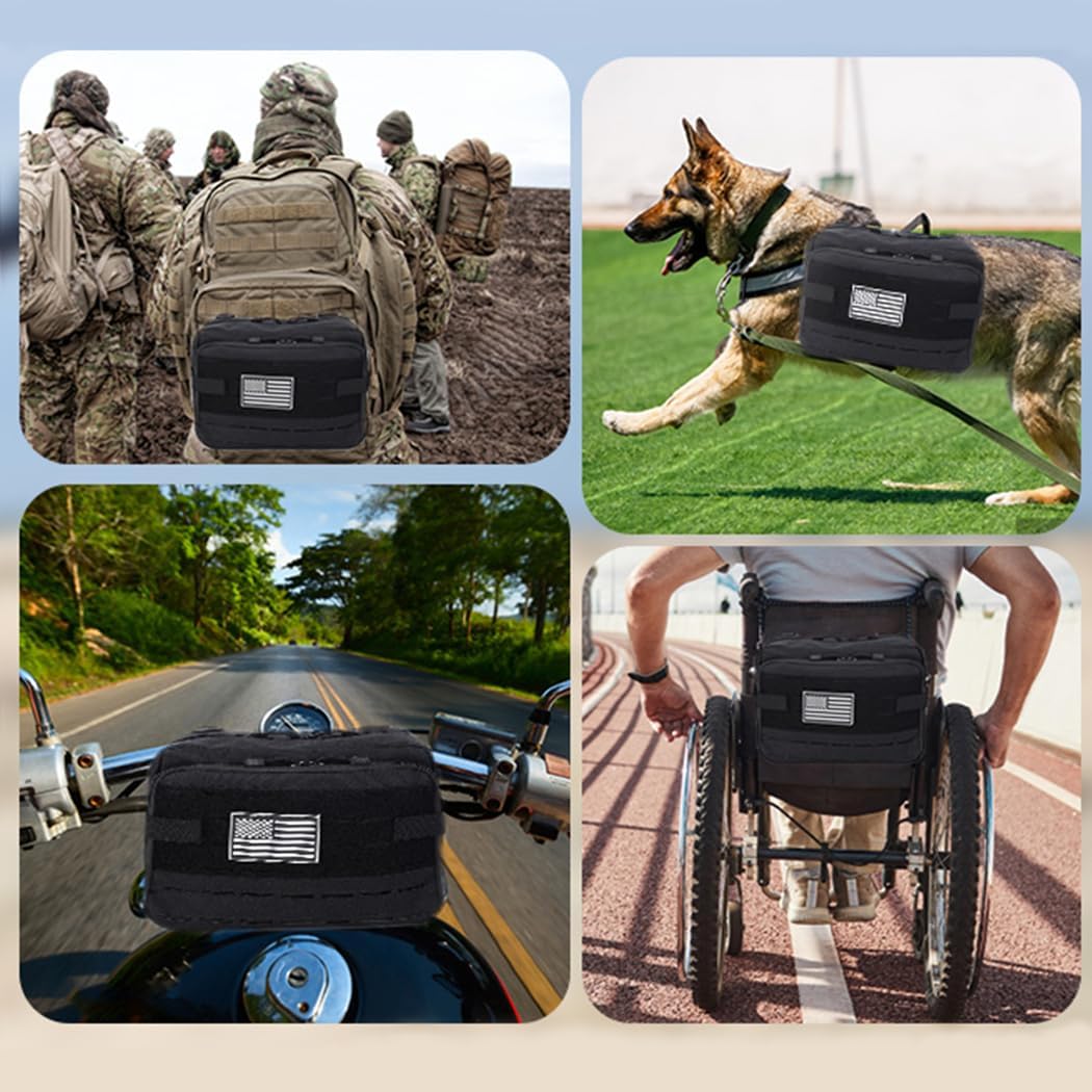 Tactical Pouch Large: EDC Gear Accessories Organizer With MOLLE System, Expandable Medical Pocket and U.S.A Patch