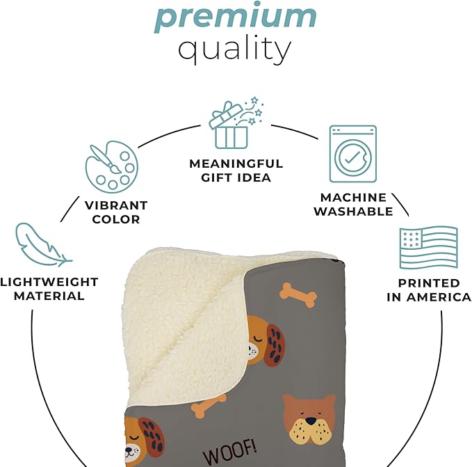 Prints Next Day – Custom 30" x 40" Plush Pet Lightweight Blanket with Name - Gift for Dog or Cat Owners - Personalized Couch Throw - Puppy Patterned - Printed in America