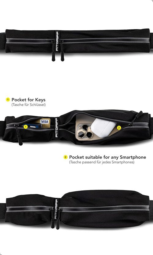 Fitgriff® Running Belt - Secure Jogging Pouch for Phones, Keys & Essentials - Fits All Cell Phones