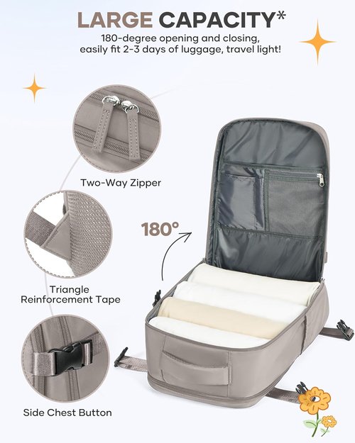 Large Travel Backpack - Flight Approved Carry-On Bag | 18x14x8 Inches - Versatile Travel Companion for Men & Women