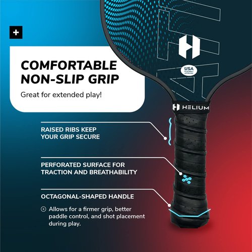 Helium Pro Carbon Fiber Pickleball Paddles - USAPA Certified Pickleball Paddles, High-Spin Texture, Lightweight Honeycomb Core (2 Paddles, 4 Balls, 1 Sports Bag)