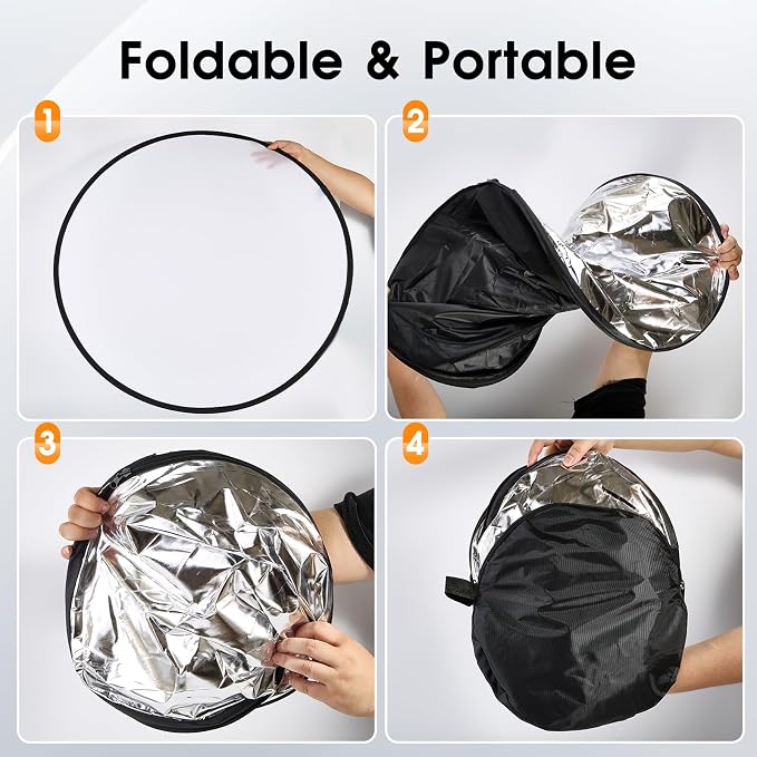 5-in-1 Light Reflector 32 Inch/80 cm Photography Diffuser Collapsible Portable