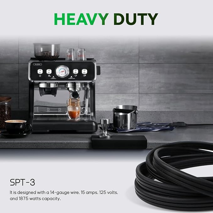 EP 9 Ft Heavy Duty Appliance Extension Cord - 14 Gauge 3 Prong Grounded Cable Wire, Ideal for Air Conditioners, Refrigerators, Microwaves, Washing Machines & More - Indoor Use, Black
