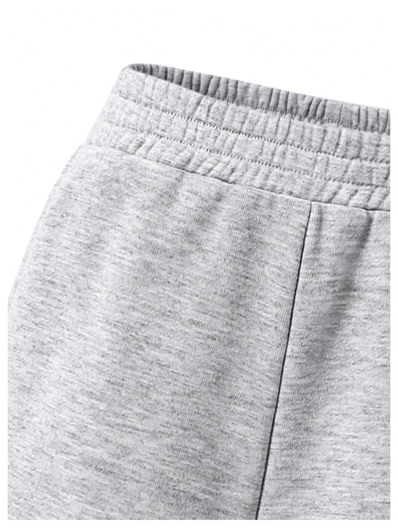 RoseSeek Girl's Baggy Sweatpants Elastic Waist Wide Leg Pants Joggers Track Sweat Pants Trouser 2 Pack Black Grey 12Y