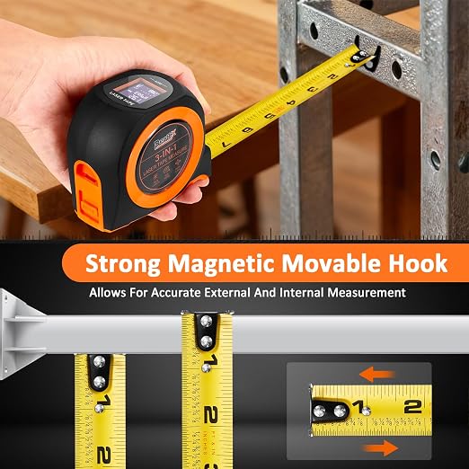 3-in-1 Laser Tape Measure, 197ft Laser Distance Meter, 16ft Digital Tape Measure