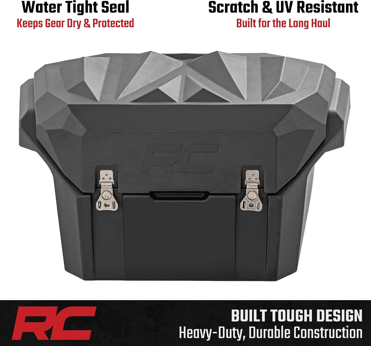Rough Country Rear Bed Cargo Box for Polaris RZR Pro R/Pro R 4 (2 & 4-Seat Models) - 63.5-Gallon Storage Capacity, Watertight Seal, High-Impact UV-Resistant, Lockable Latches