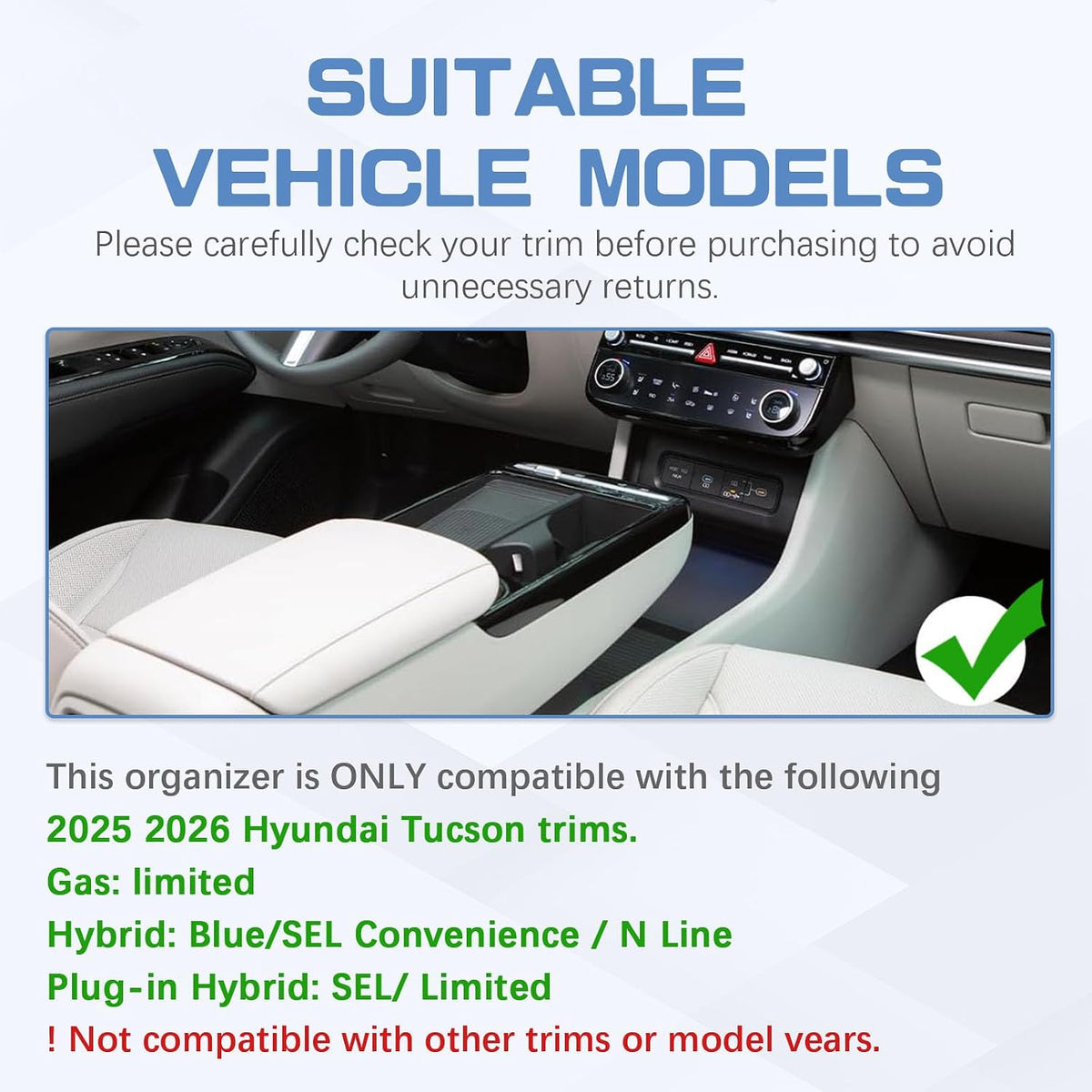 EDBETOS Double-Layer Center Console Organizer for 2025 2026 Hyundai Tucson