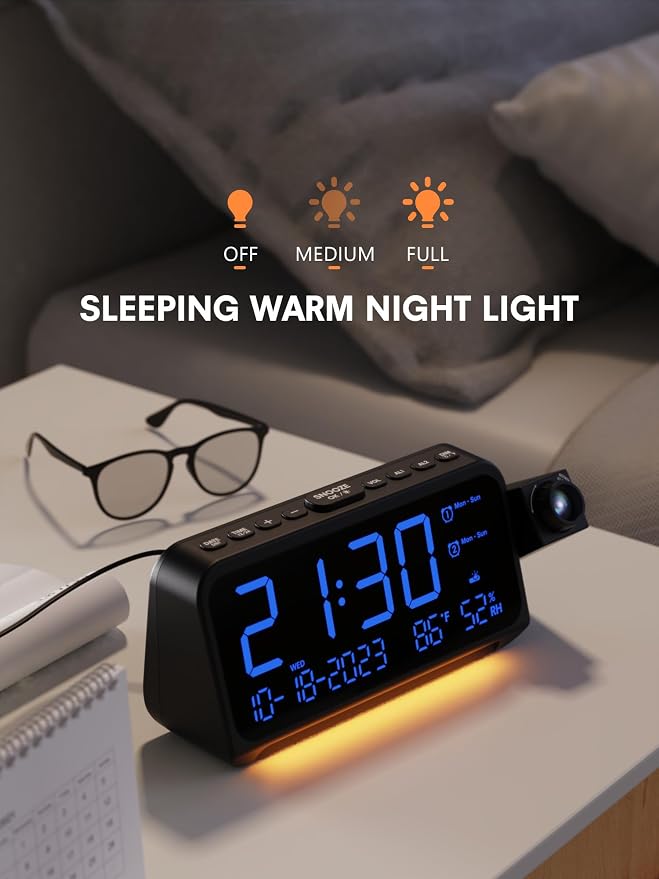 Mesqool Projection Alarm Clock for Bedroom Ceiling, Digital Clock Projector