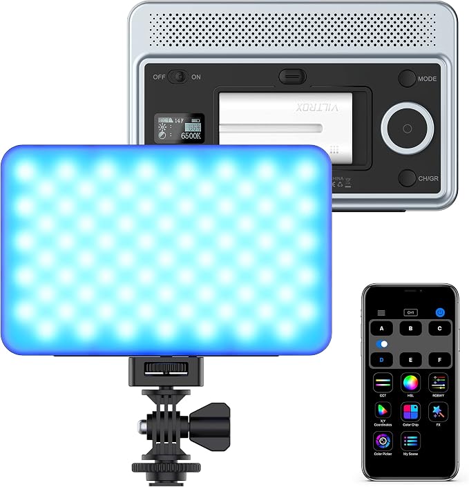 VILTROX RGB Led Panel Light, Smartphone Control Full Color On Camera LED