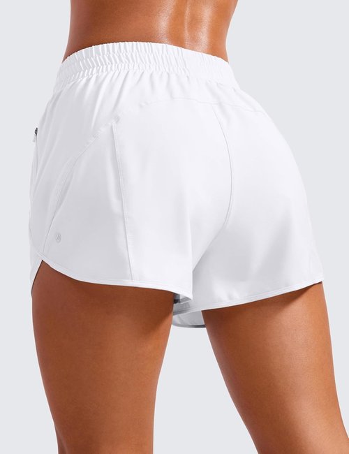 CRZ YOGA Dolphin Athletic Shorts - High Waisted Quick Dry Running Shorts with Zip Pocket | 3" Length