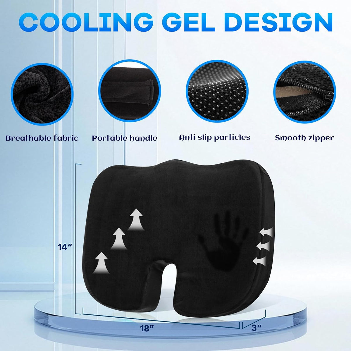 Memory Foam Seat Cushion & Plush Velvet Lumbar Support Pillow Set, Comfort Computer Chair Cushions for Tailbone & Back Pain Relief, Ergonomic Office Chair Cushion for Car, Home, Wheelchair (Black)