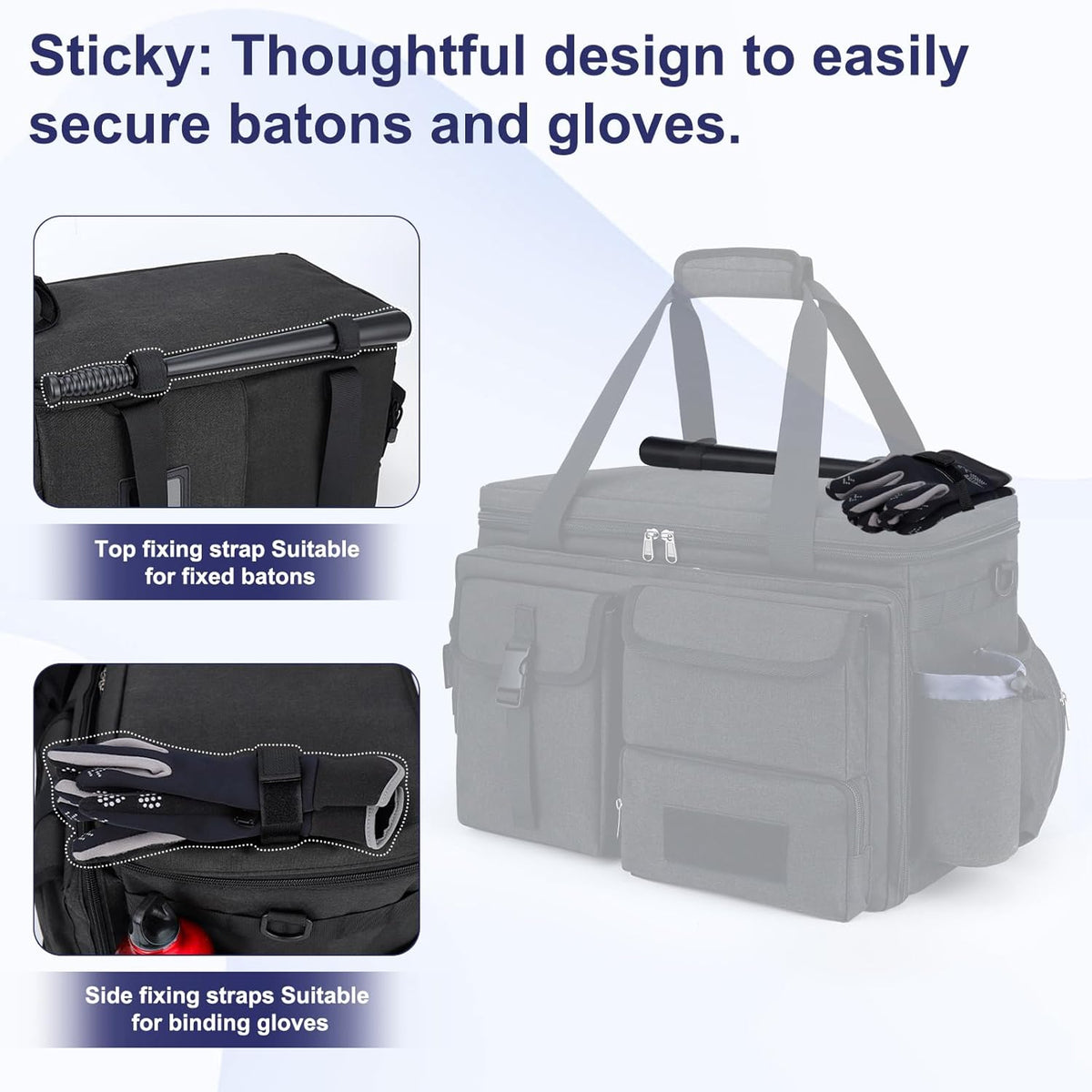 Patrol Bag Law Enforcement Police Gear Bag, Car Front Seat Organizer Tactical Officer Duty Bags, Police Car Accessories for Passenger Seat, Multiple Compartment Molle Webbing Removable Shoulder Strap