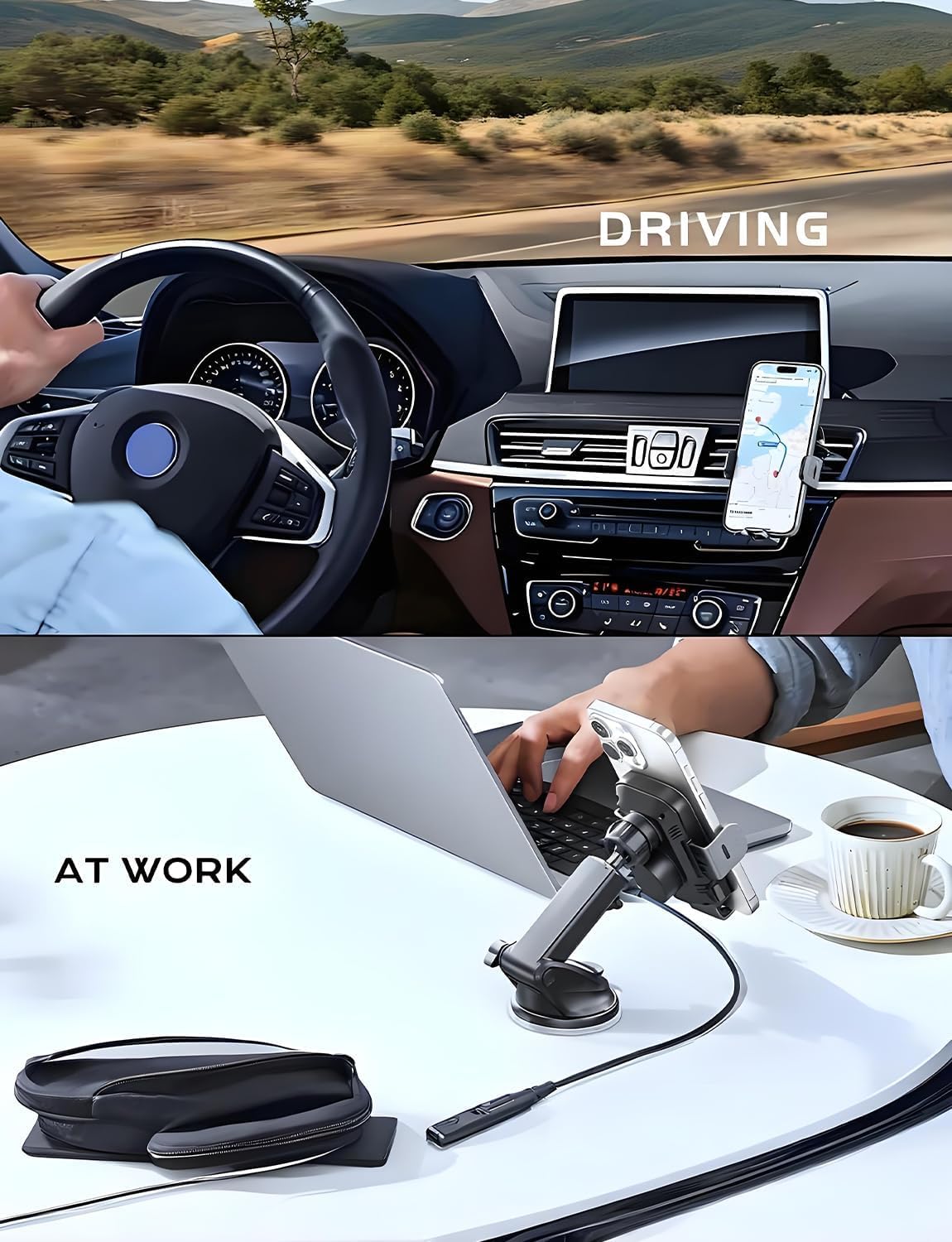 Wireless Car Charger, 15W Fast Charging Car Phone Holder