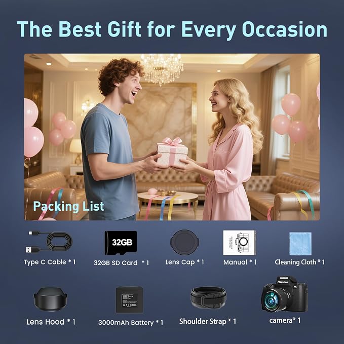 8K Digital Camera, 64MP WiFi Cameras