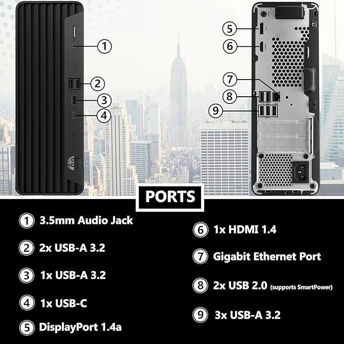 HP ProDesk 400 G9 SFF Business Desktop Computer, Latest 13th Gen Intel Core i3 CPU, 32GB RAM, 1TB PCle SSD, Dual 4K Display Support, USB-C, HDMl, RJ-45, Wi-Fi, Wired Keyboard & Mouse, Windows 11 Pro