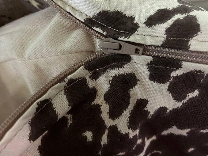 Organic Cotton Canvas Dog Bed: Removable Cover, Natural Fill - Made in USA (Cow Print Brown White, X Large 42" x 8" inches)