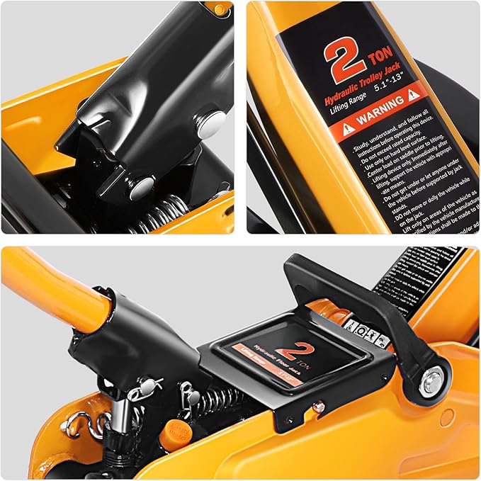DNA Motoring 2 Ton Car Jack and Stands Kit 2T(4000 lbs) Capacity Low Profile Hydraulic Trolley Service/Floor Jack with 2 Ratchet Stands Combo for Home Garage Shop, Orange, TOOLS-00476-OG