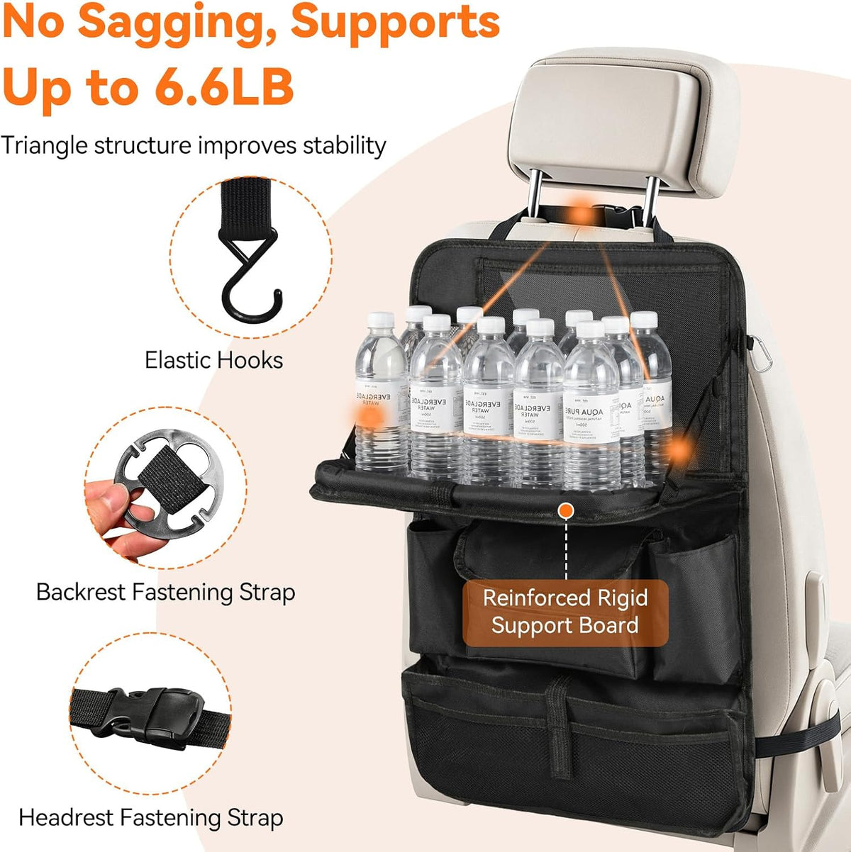 Car Backseat Organizer with Table Tray 9 Pockets Car Accessories,1 Pack