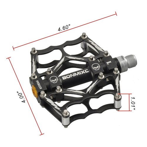 BONMIXC Mountain Bike Pedals Flat Bicycle Pedals Sealed Bearing Metal Platform Road Bike Pedals Black 9/16" Thread