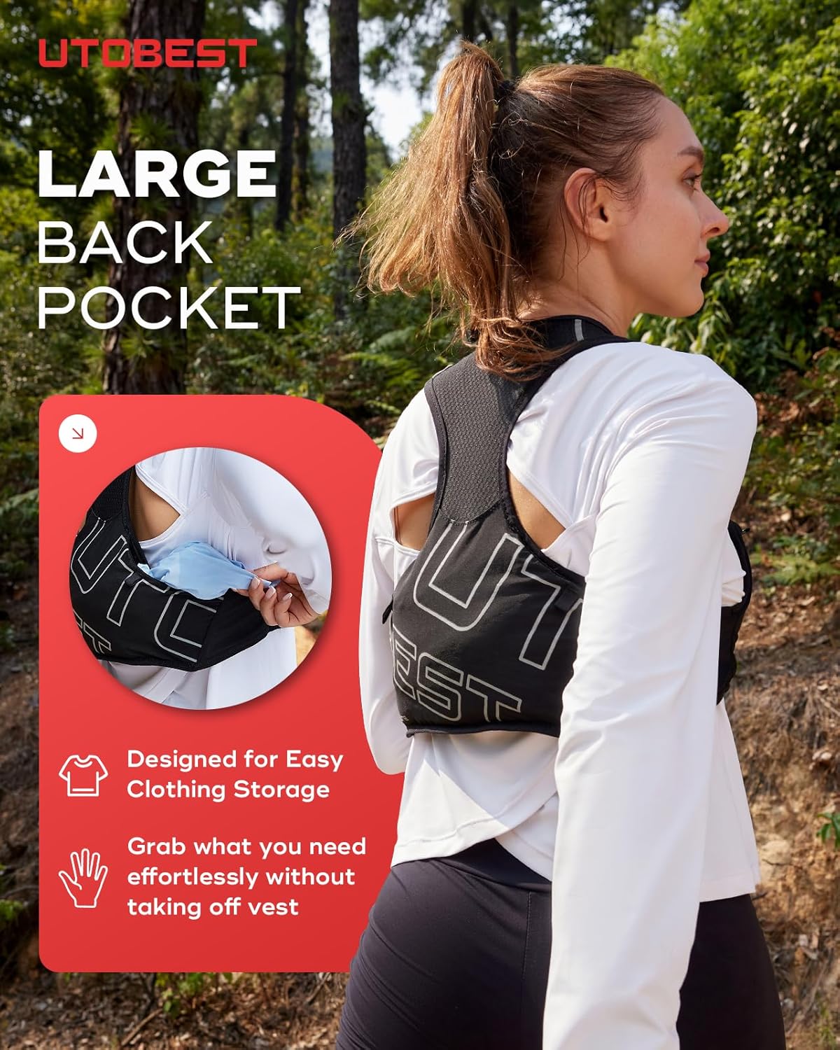 UTOBEST Ultra-Light Running Vest | Breathable Hydration Gear for Men & Women - Perfect for Trail Hiking & Jogging