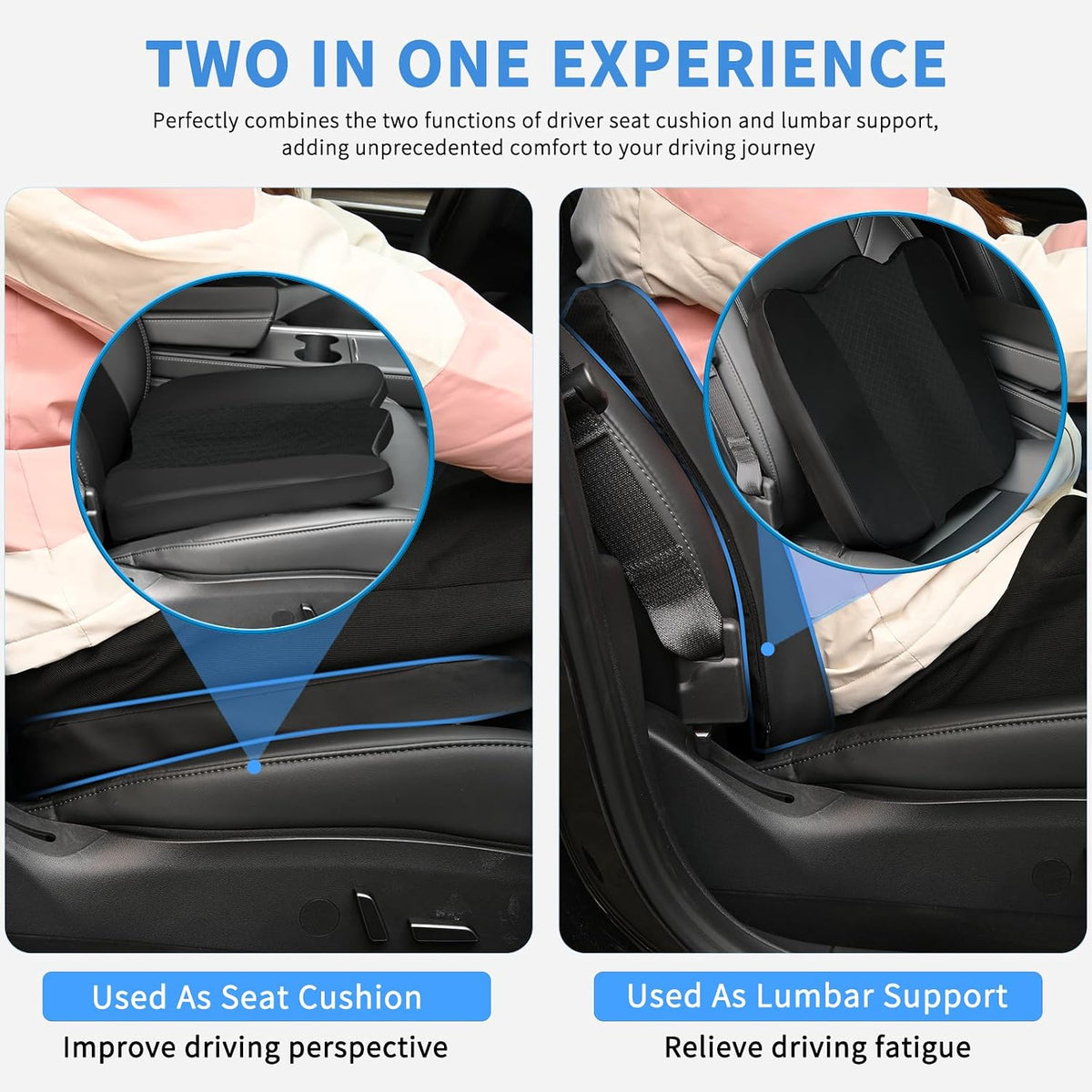 Nilight Car Seat Cushion 1PC Black Leather Mesh Memory Foam Universal