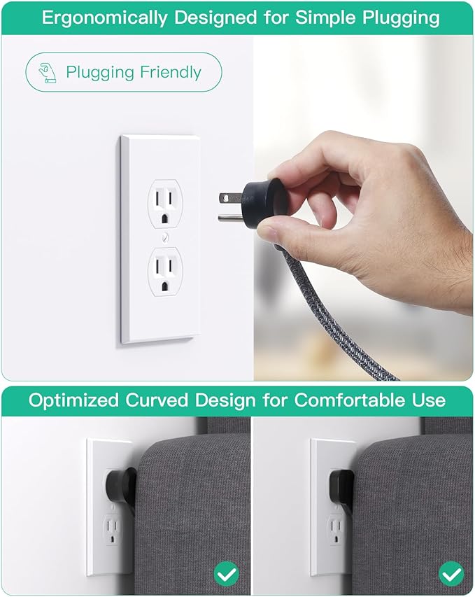 10FT Power Strip with USB Ports - Extension Cord with 3 Outlets and 3 USB Charging Ports, Flat Plug, Wall Mount, No Surge Protection for Cruise Ship Travel, Desk Accessories for Dorm Room Essentials